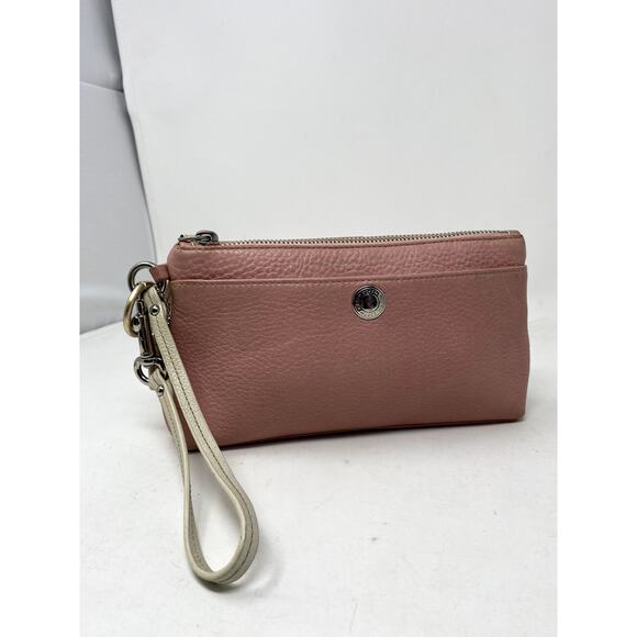 Coach Pebble Leather Blush Pink Clutch Wristlet Bag Wallet - Picture 6 of 7
